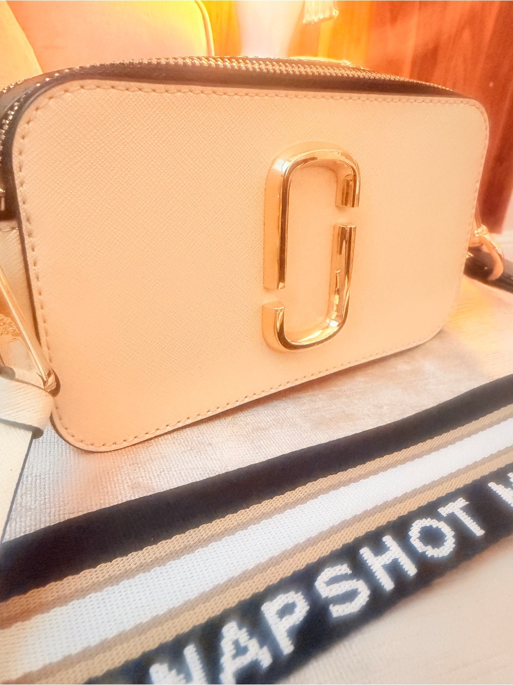 Marc Jacobs Cream Camera Crossbody with Gold Double-J